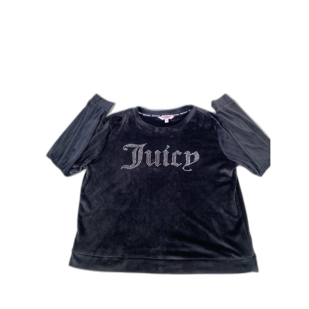Juicy Couture Black Velour Sweatshirt with Sparkling Logo